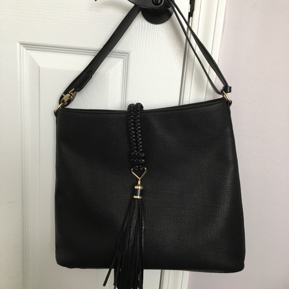 Stella and Dot Hobo Tassel black handbag